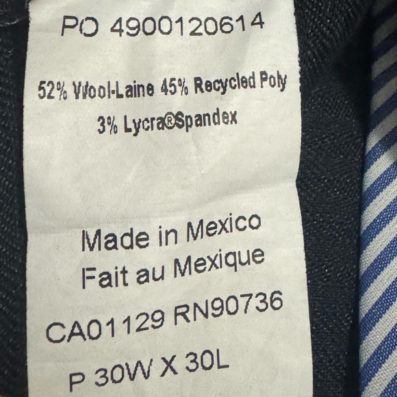 Tommy Hilfiger Mens Medium Black Wool Dress Pants 30W x 30L - Picture 3 of 6